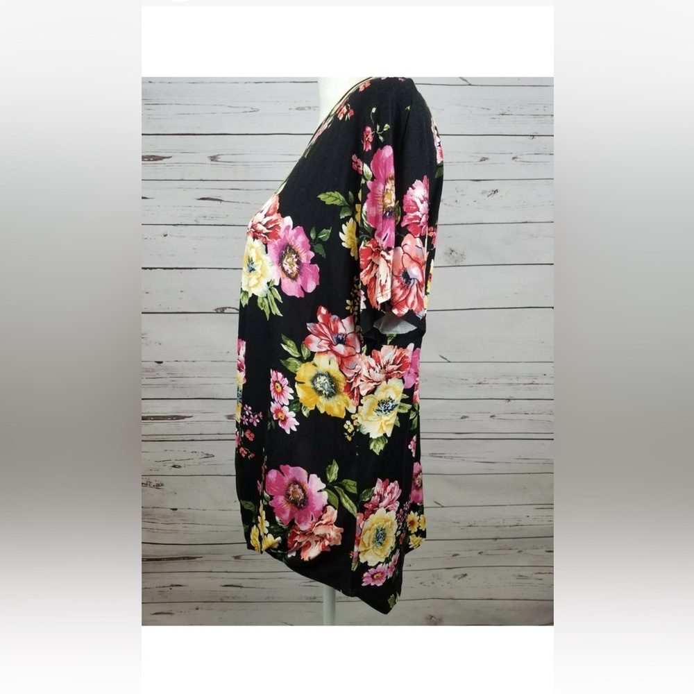 Floral Black Kimono‎ Cardigan